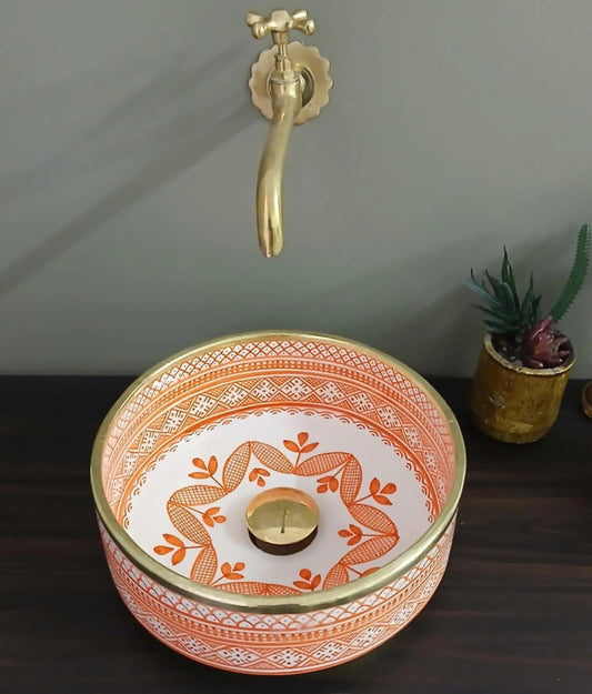 Lavabo en Céramique Moderne Fait Main pour Salle de Bain