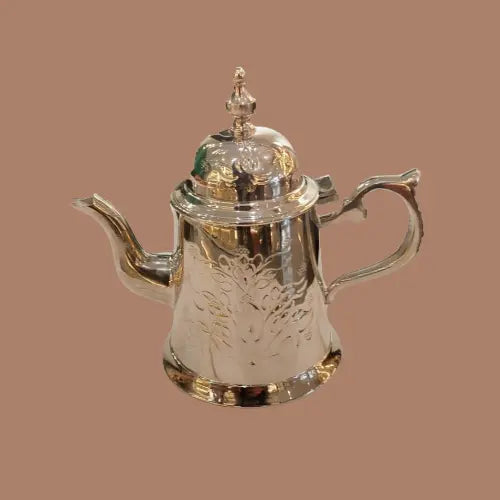 Théière Marocaine en Argent Martelée – Design Cylindrique